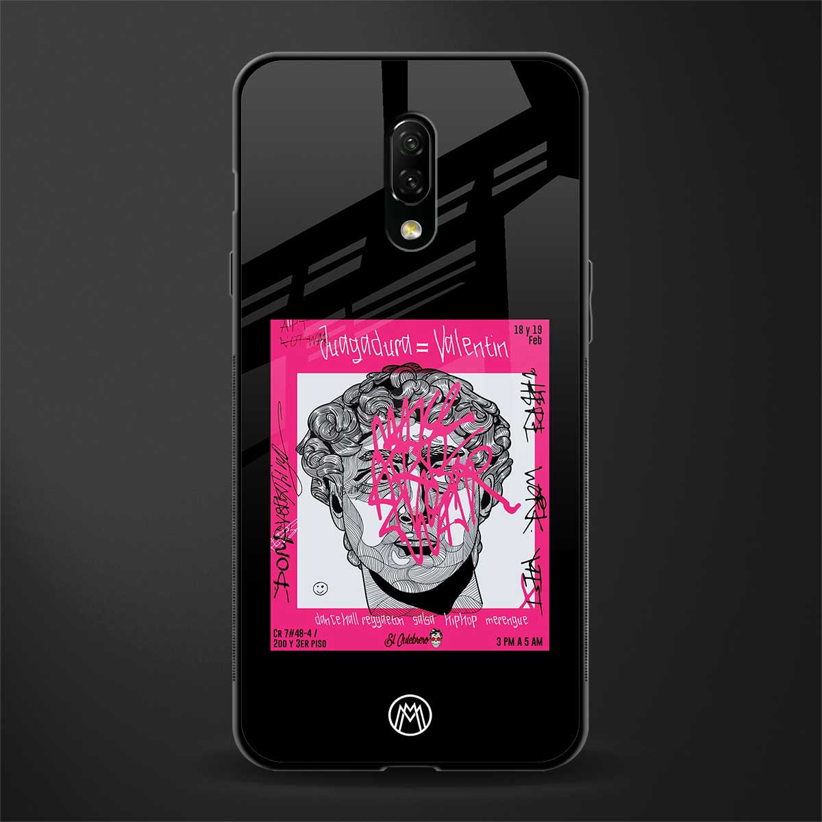 scribbled david michelangelo glass case for oneplus 7 image