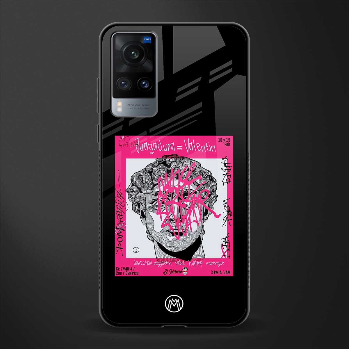 scribbled david michelangelo glass case for vivo x60 image