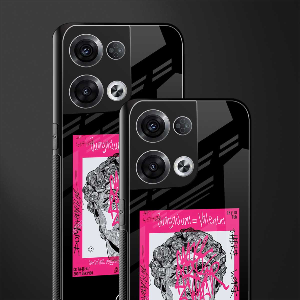 scribbled david michelangelo back phone cover | glass case for oppo reno 8 pro