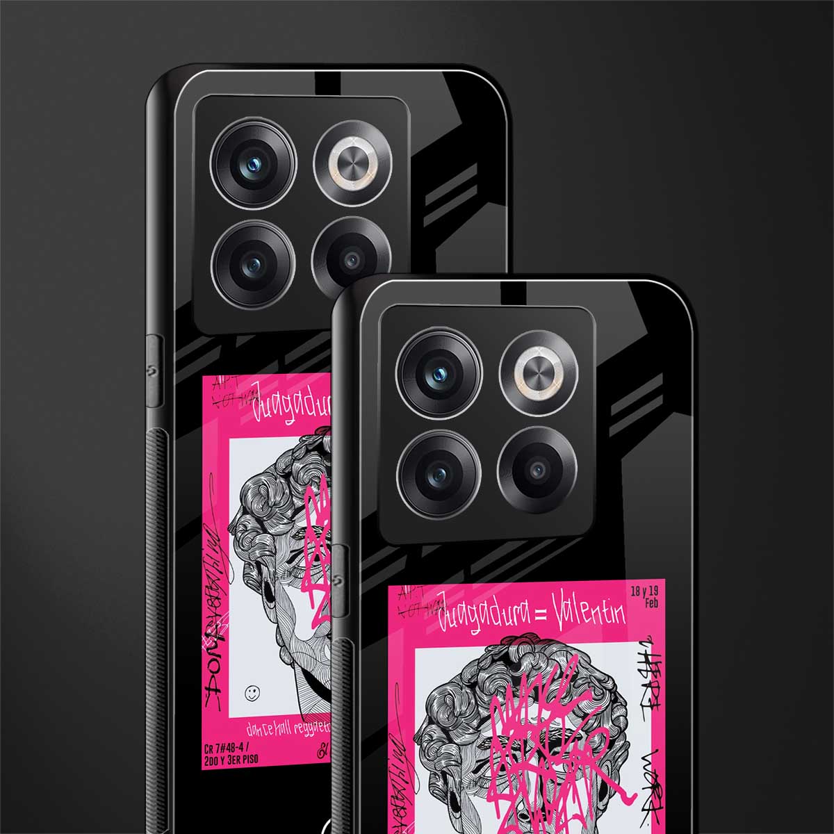 scribbled david michelangelo back phone cover | glass case for oneplus 10t