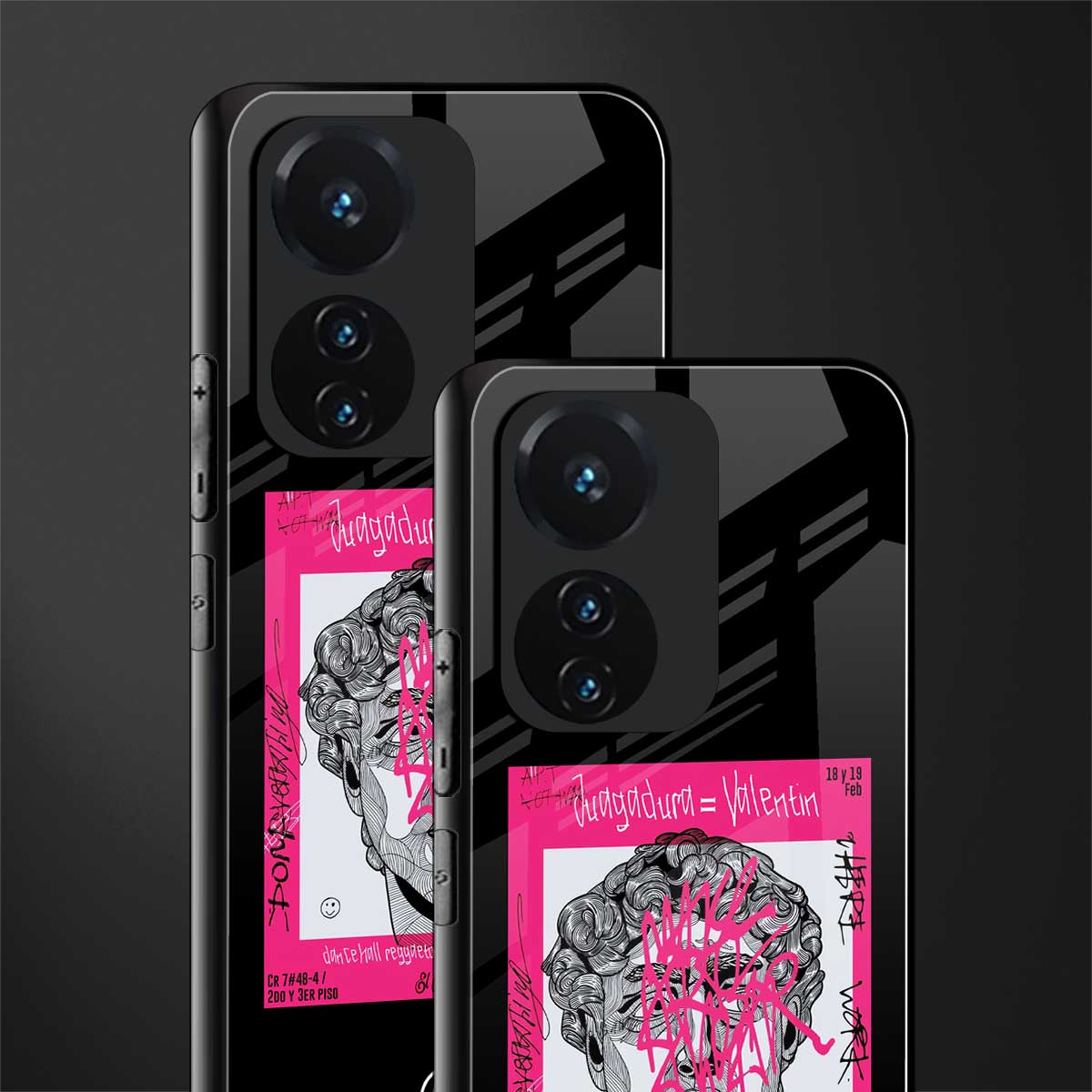 scribbled david michelangelo back phone cover | glass case for vivo t1 44w 4g