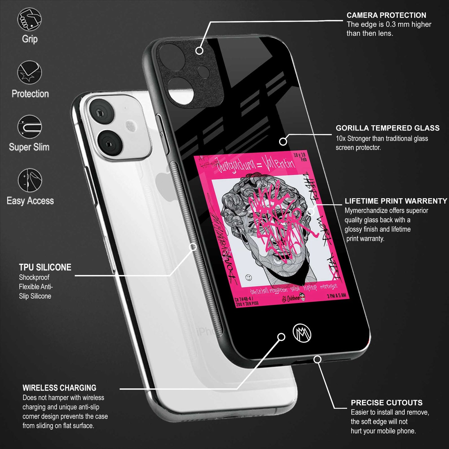 scribbled david michelangelo glass case for oppo reno 3 pro image-4