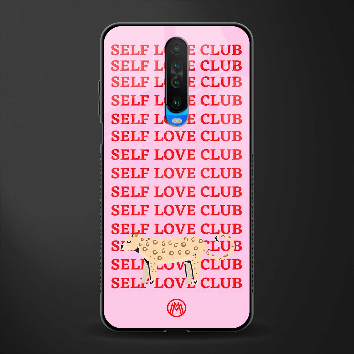 self love club glass case for poco x2 image