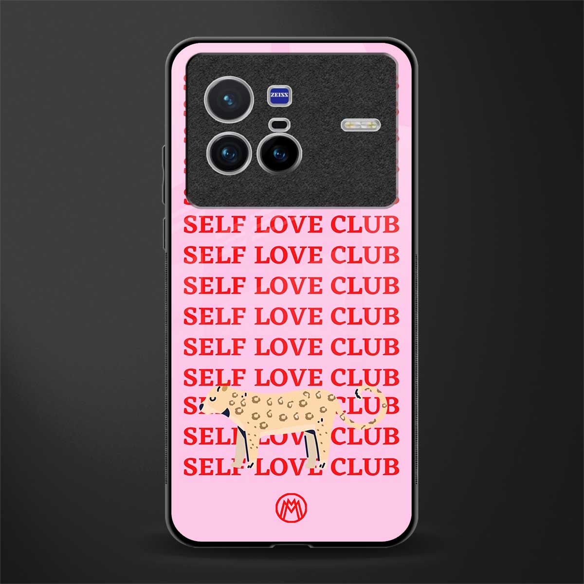 self love club glass case for vivo x80 image
