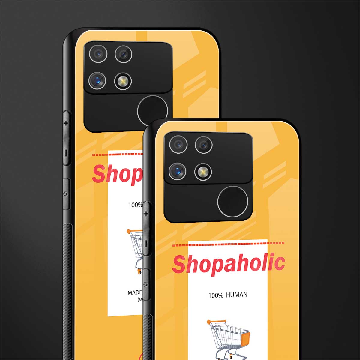 shopaholic back phone cover | glass case for realme narzo 50a