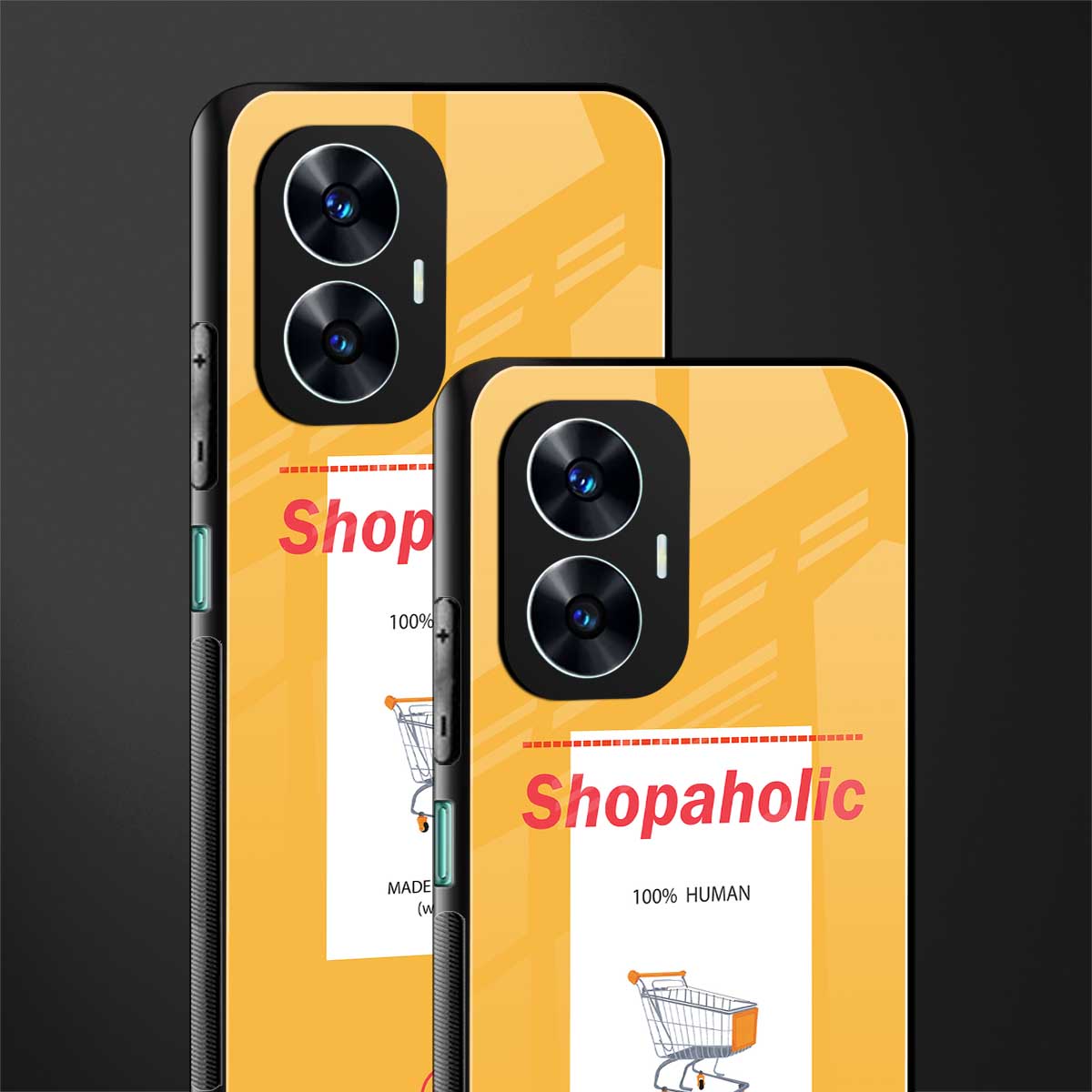 shopaholic back phone cover | glass case for realme c55