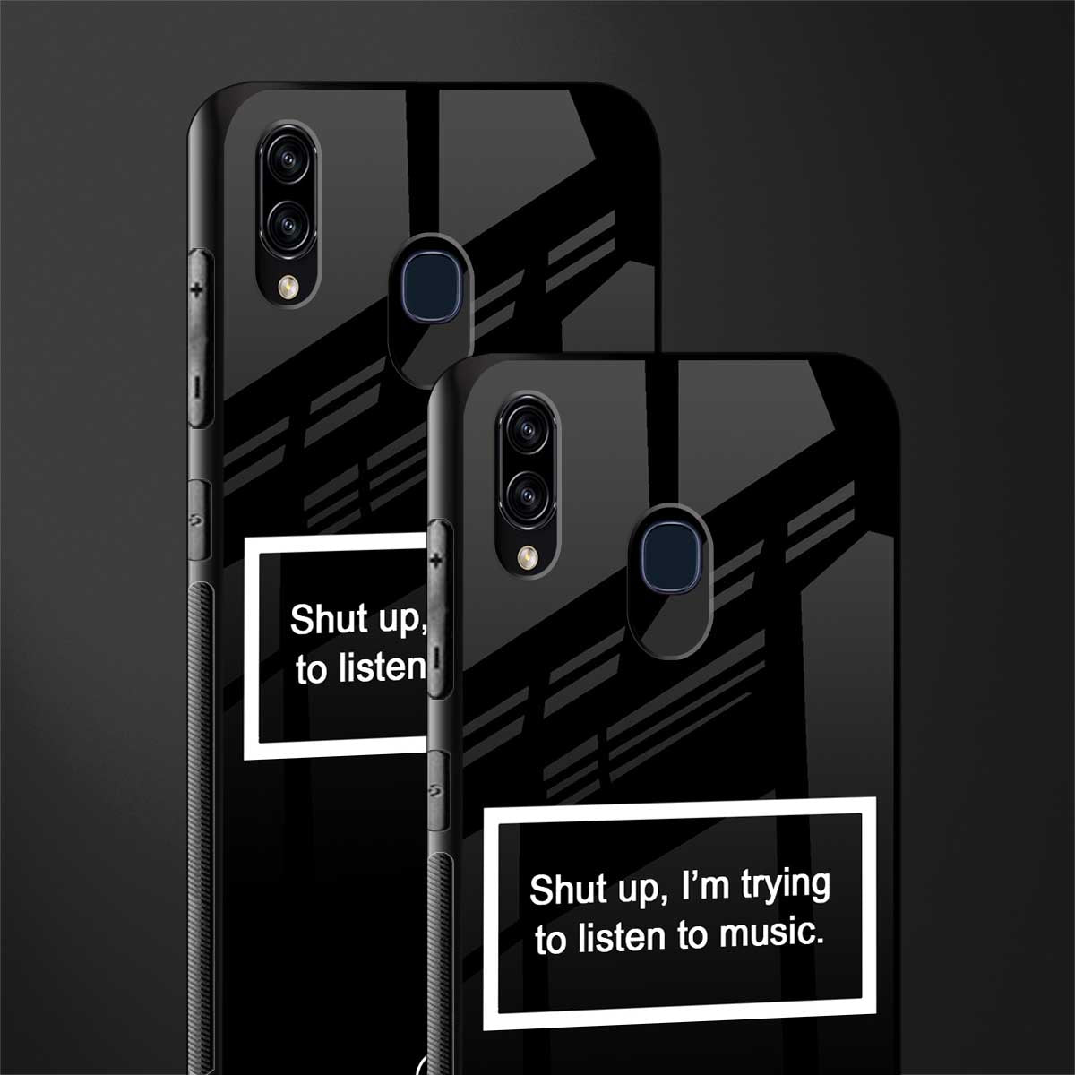 shut up and listen to music black glass case for samsung galaxy a20 image-2