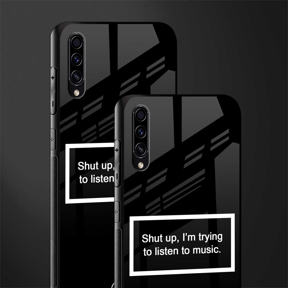 shut up and listen to music black glass case for samsung galaxy a70 image-2