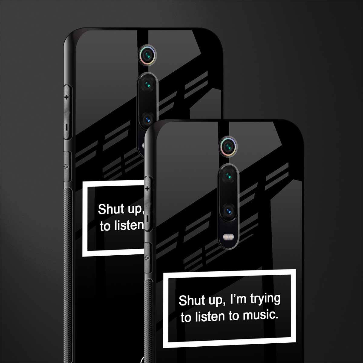 shut up and listen to music black glass case for redmi k20 image-2
