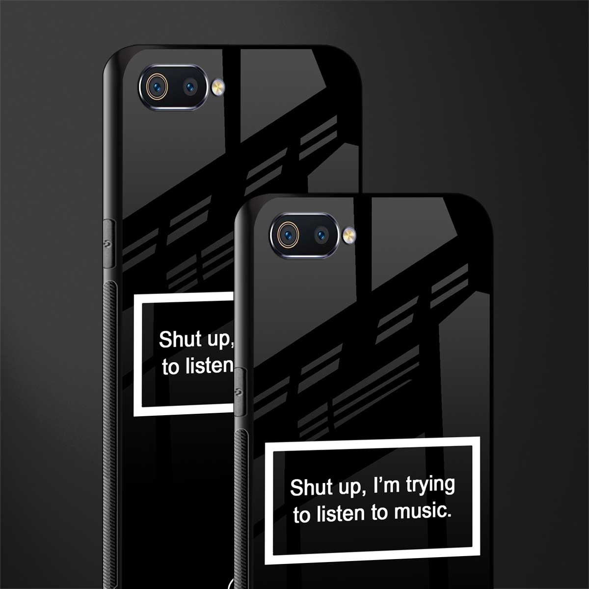 shut up and listen to music black glass case for oppo a1k image-2