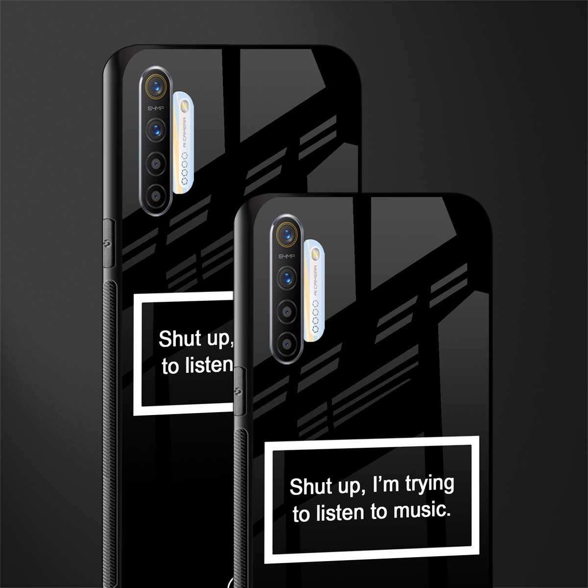 shut up and listen to music black glass case for realme x2 image-2
