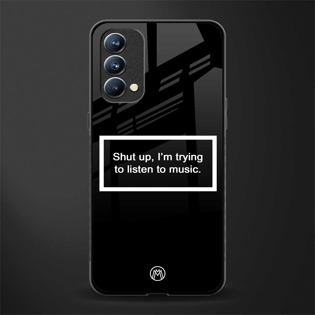 shut up and listen to music black glass case for oppo f19s image