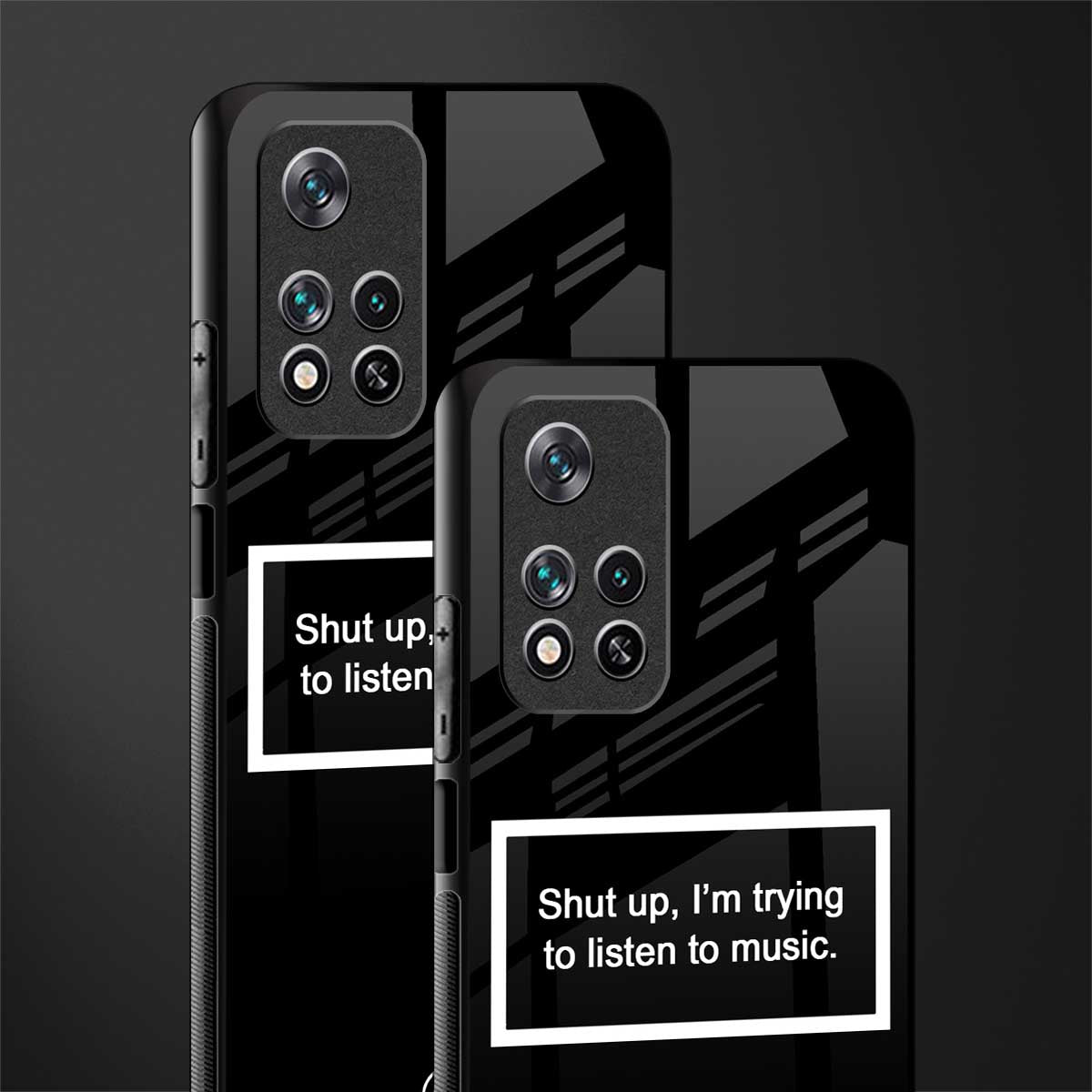 shut up and listen to music black glass case for poco m4 pro 5g image-2