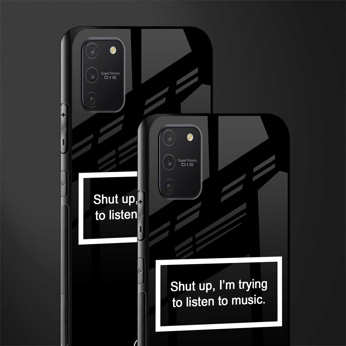 shut up and listen to music black glass case for samsung galaxy a91 image-2