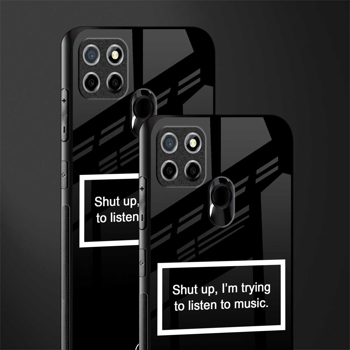 shut up and listen to music black glass case for realme narzo 20 image-2