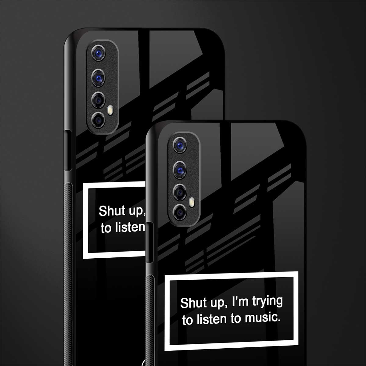 shut up and listen to music black glass case for realme 7 image-2