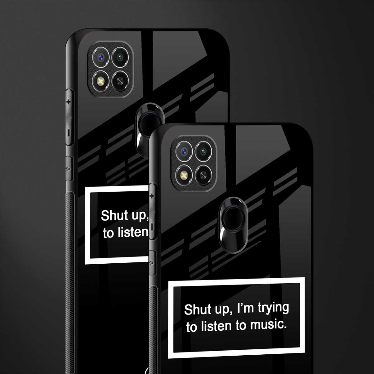 shut up and listen to music black glass case for poco c31 image-2
