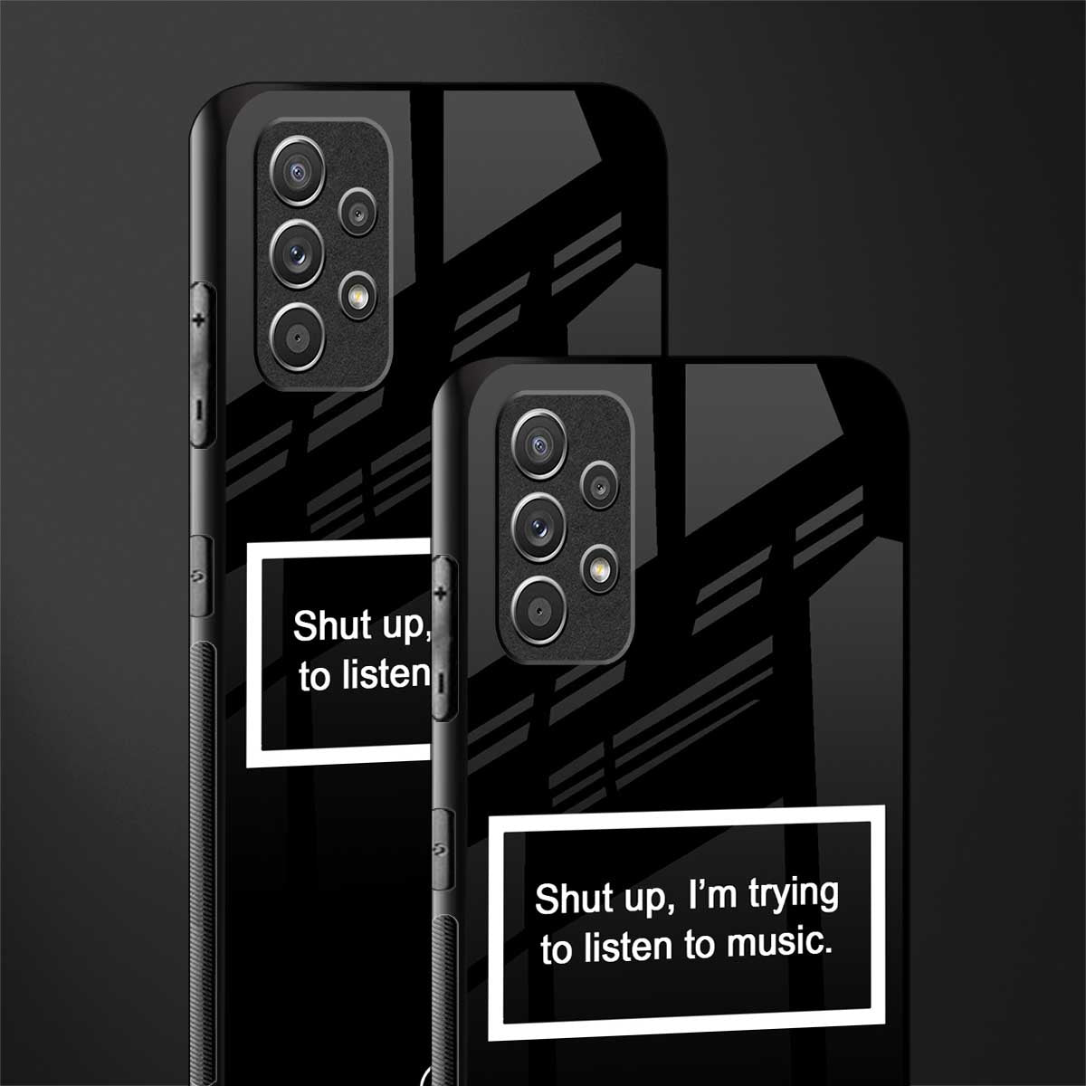 shut up and listen to music black glass case for samsung galaxy a32 4g image-2