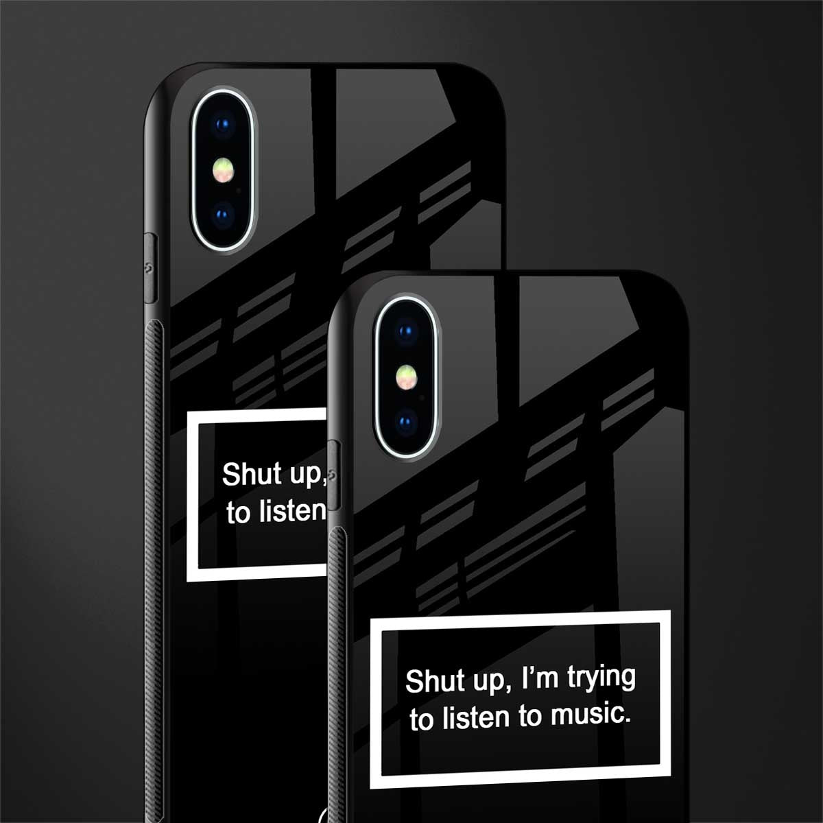 shut up and listen to music black glass case for iphone x image-2