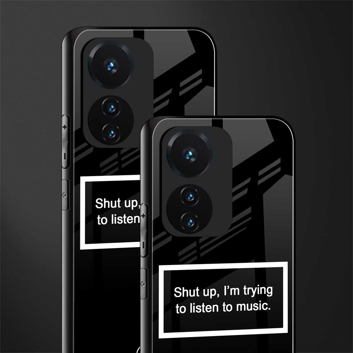 shut up and listen to music black back phone cover | glass case for vivo t1 44w 4g