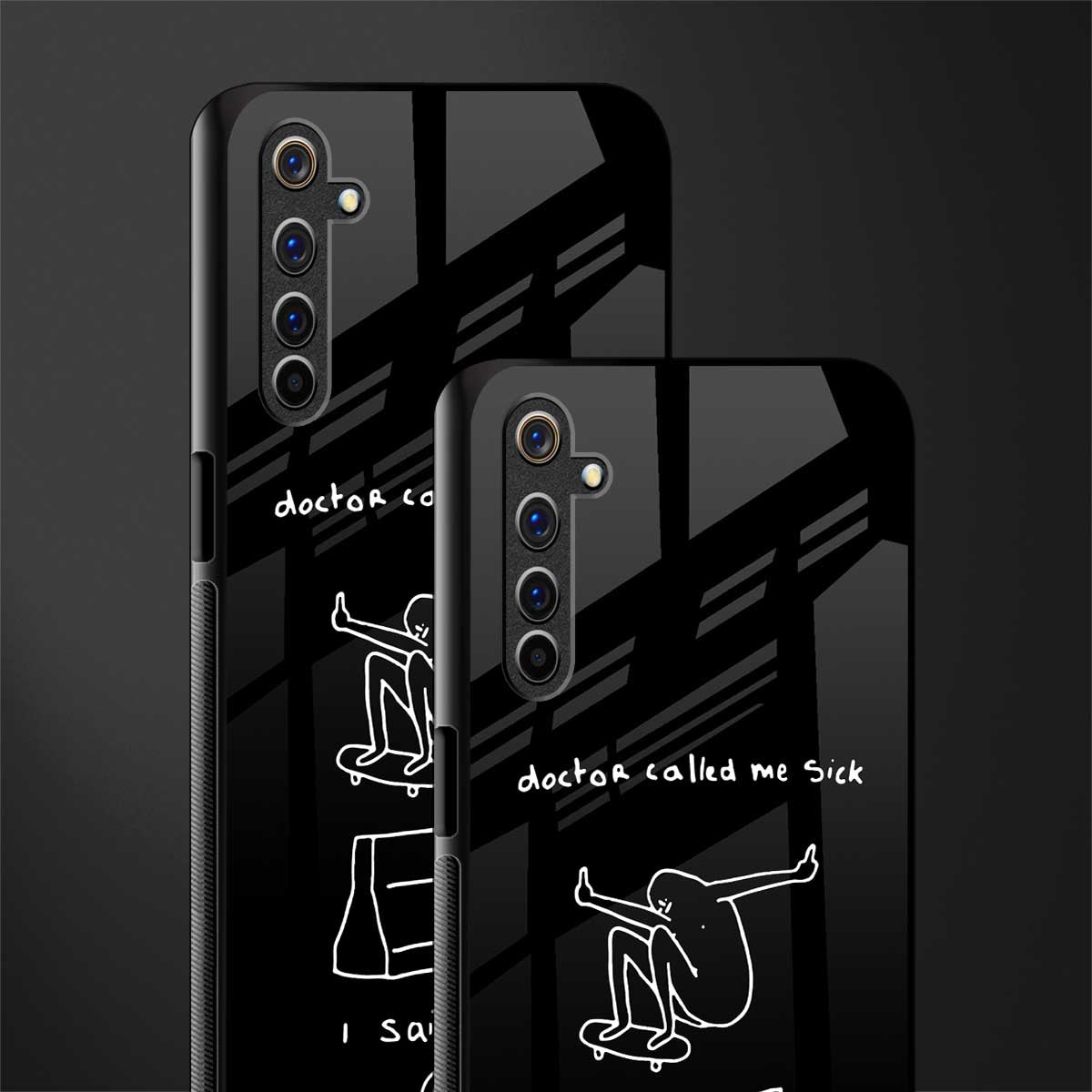 sick skateboarder black doodle glass case for realme 6i image-2