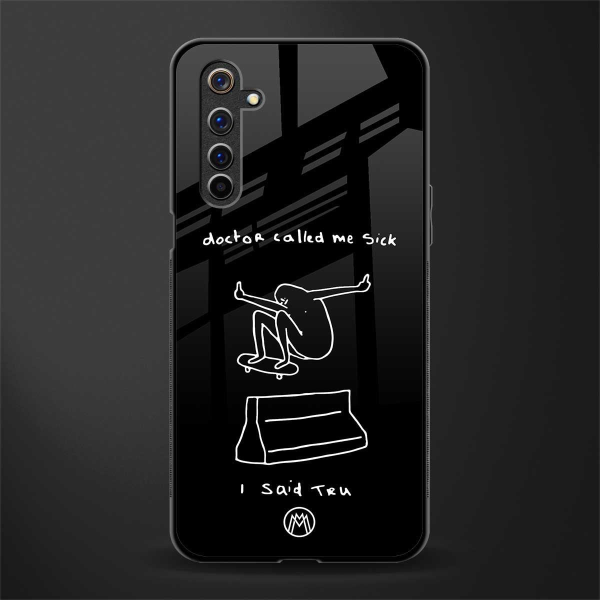 sick skateboarder black doodle glass case for realme 6i image