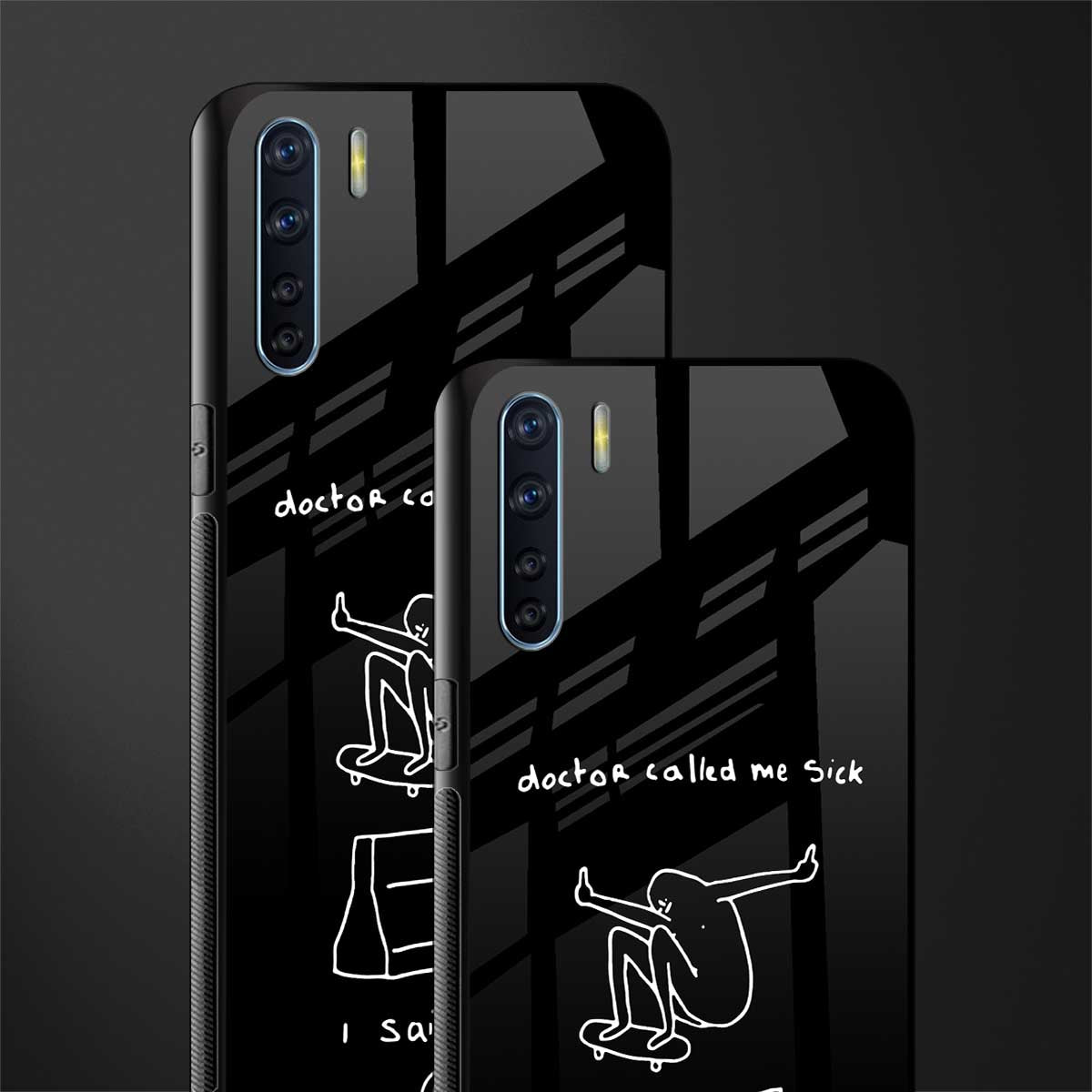 sick skateboarder black doodle glass case for oppo f15 image-2