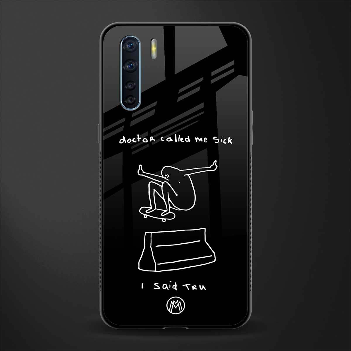 sick skateboarder black doodle glass case for oppo f15 image