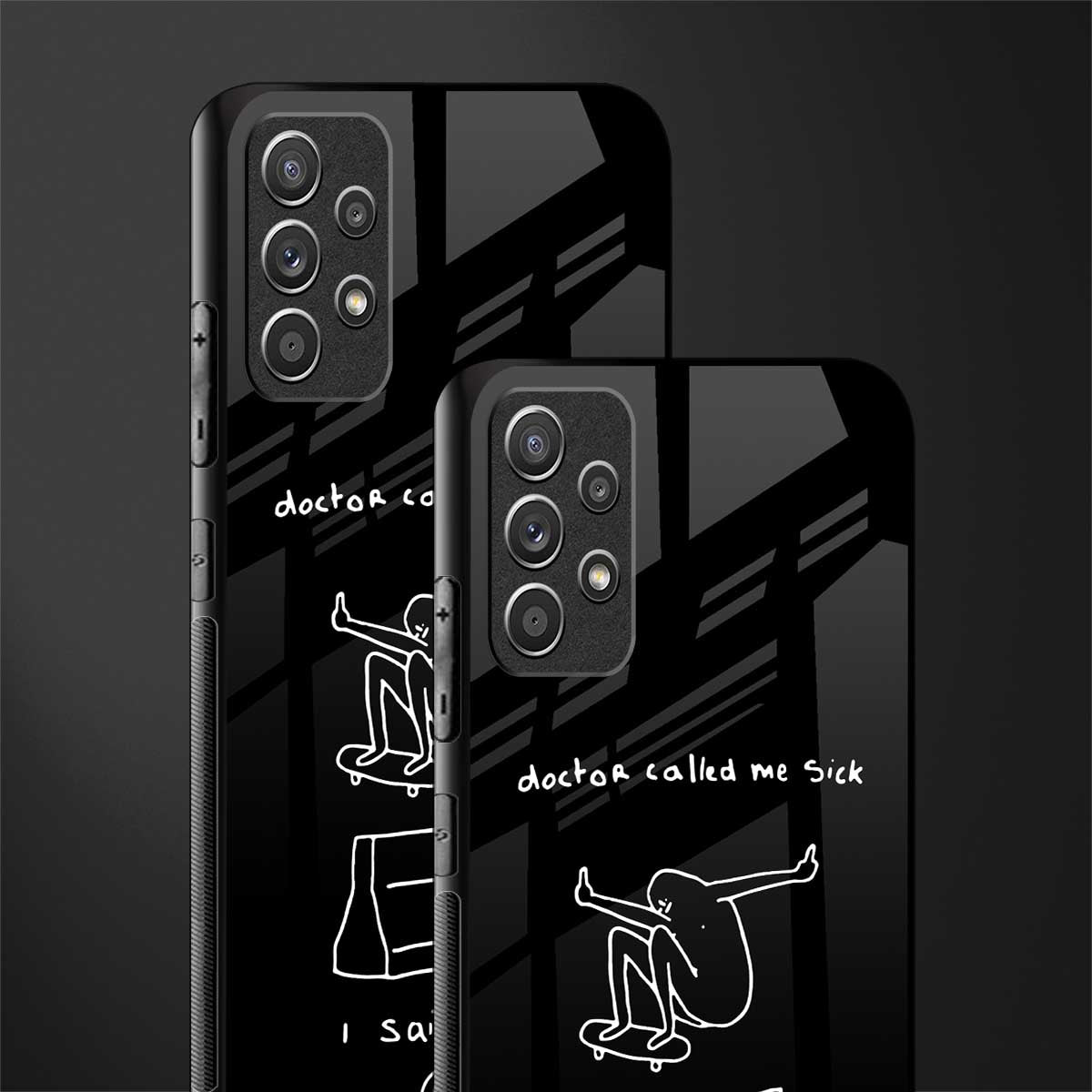 sick skateboarder black doodle glass case for samsung galaxy a72 image-2