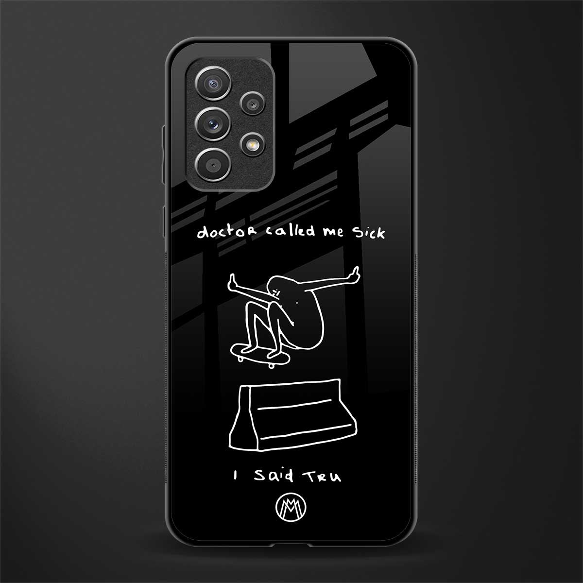sick skateboarder black doodle glass case for samsung galaxy a72 image