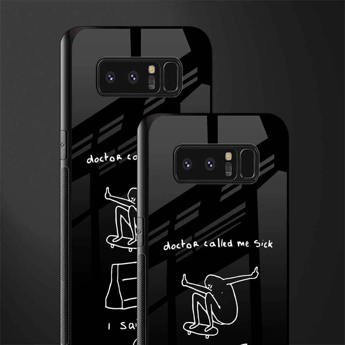sick skateboarder black doodle glass case for samsung galaxy note 8 image-2