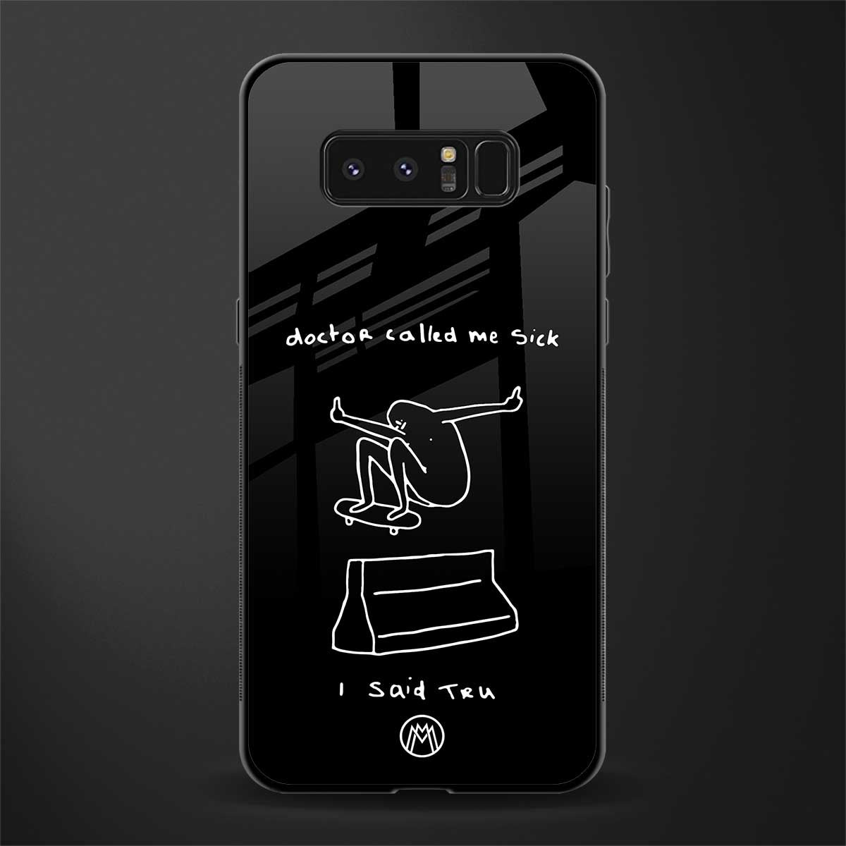 sick skateboarder black doodle glass case for samsung galaxy note 8 image