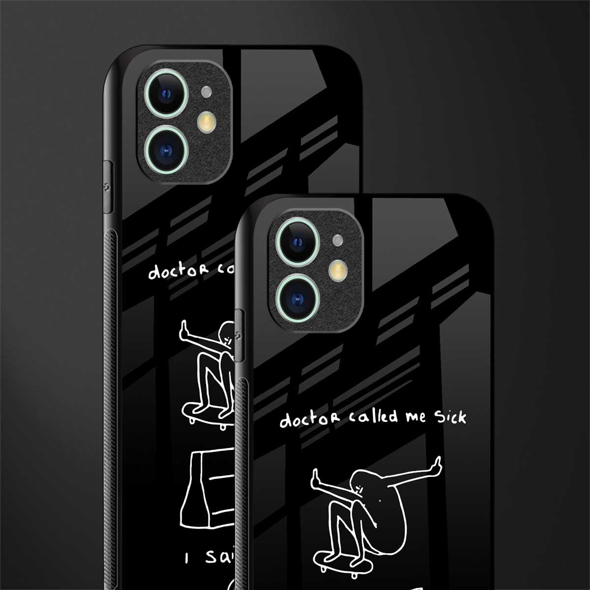 sick skateboarder black doodle glass case for iphone 11 image-2