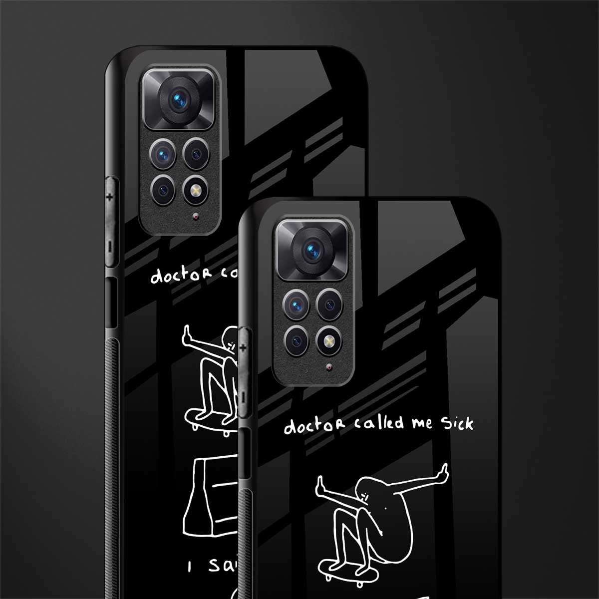 sick skateboarder black doodle back phone cover | glass case for redmi note 11 pro plus 4g/5g
