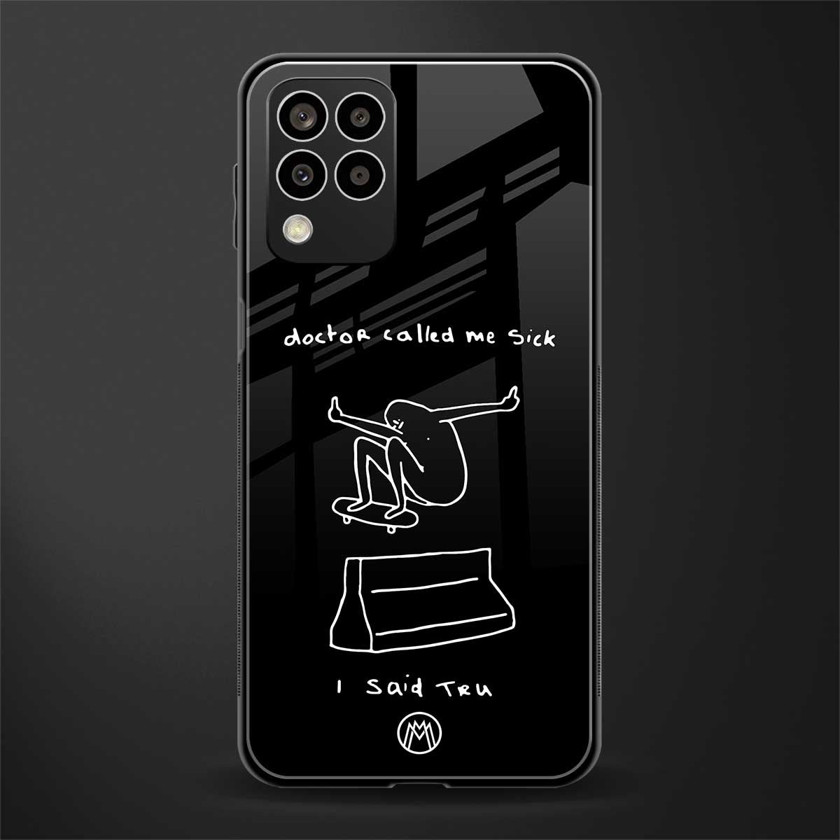 sick skateboarder black doodle back phone cover | glass case for samsung galaxy m33 5g