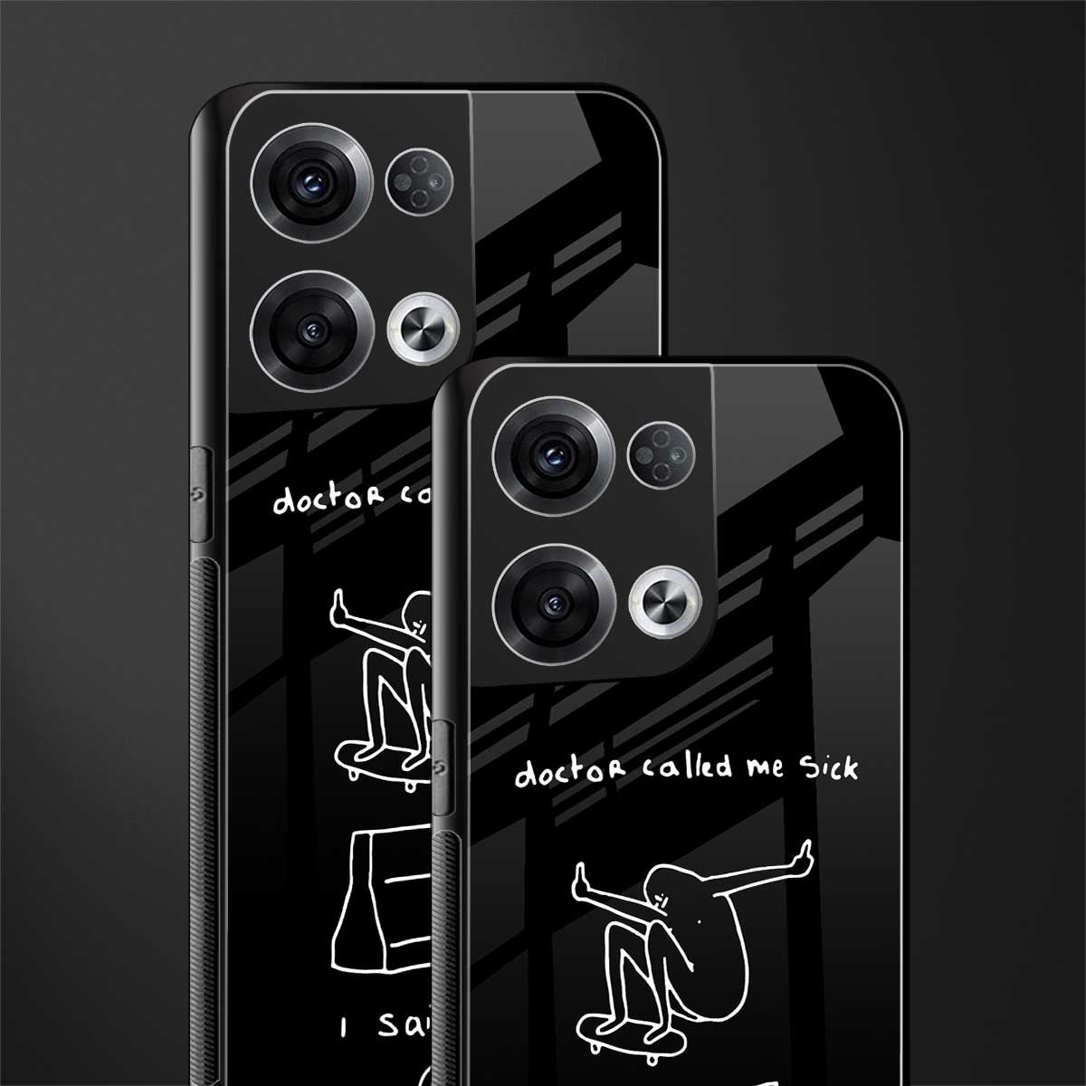 sick skateboarder black doodle back phone cover | glass case for oppo reno 8 pro