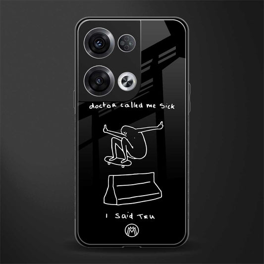 sick skateboarder black doodle back phone cover | glass case for oppo reno 8 pro