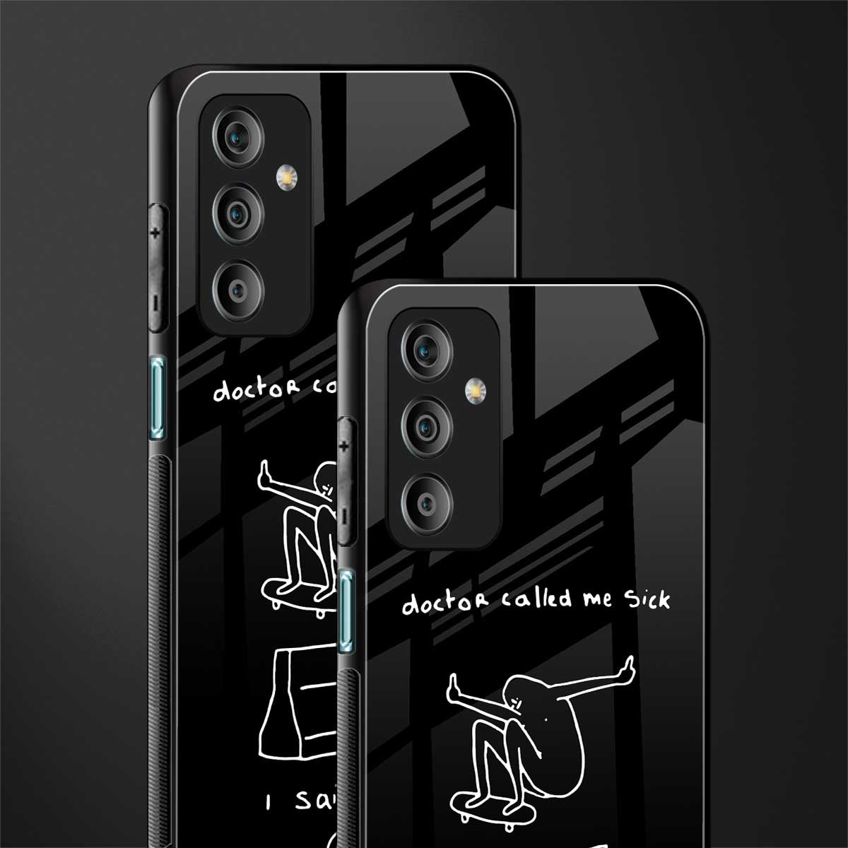 sick skateboarder black doodle back phone cover | glass case for samsung galaxy f23 5g