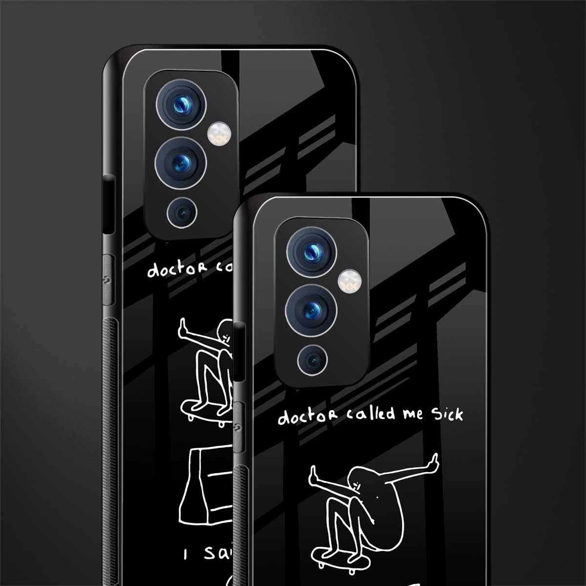 sick skateboarder black doodle back phone cover | glass case for oneplus 9