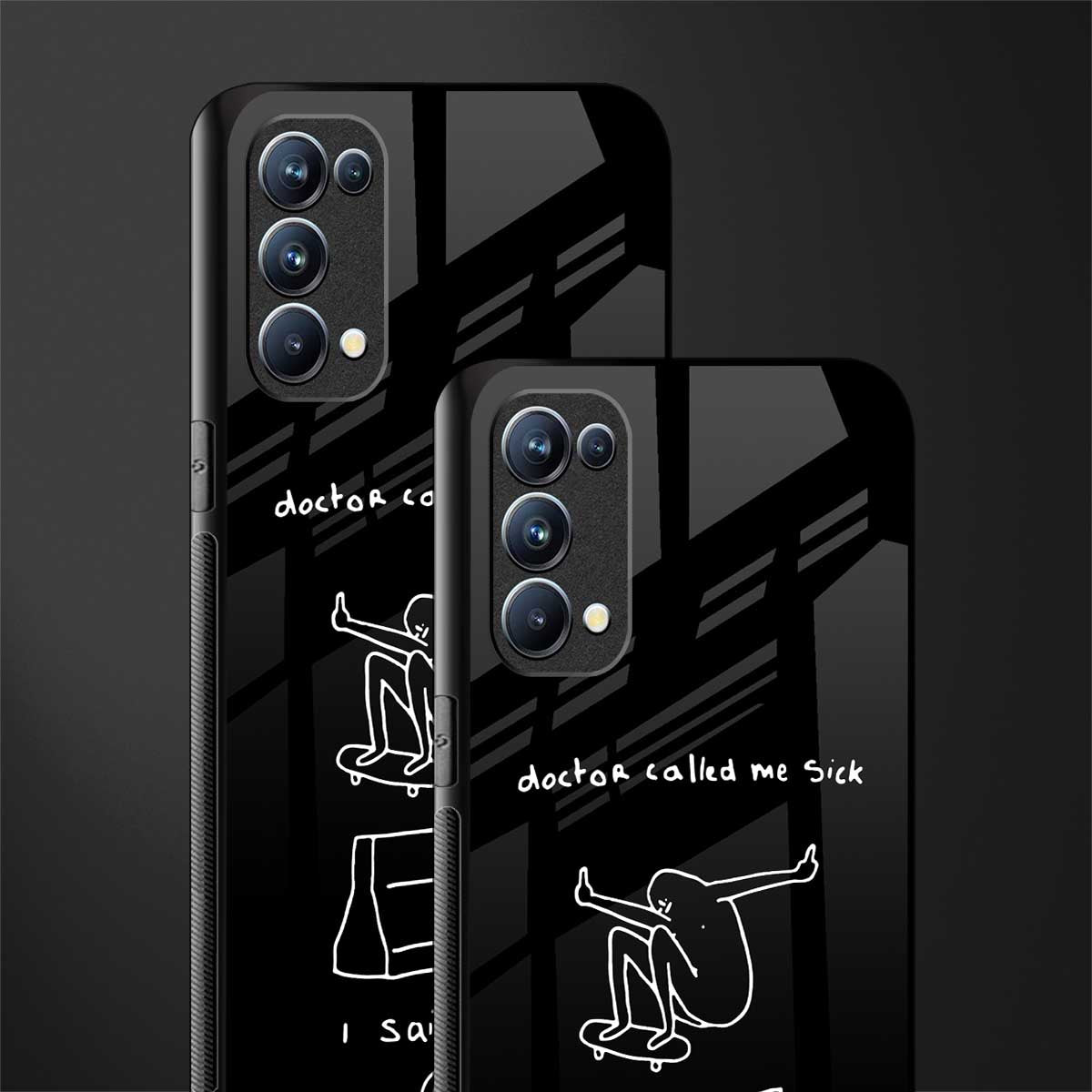 sick skateboarder black doodle back phone cover | glass case for oppo reno 5