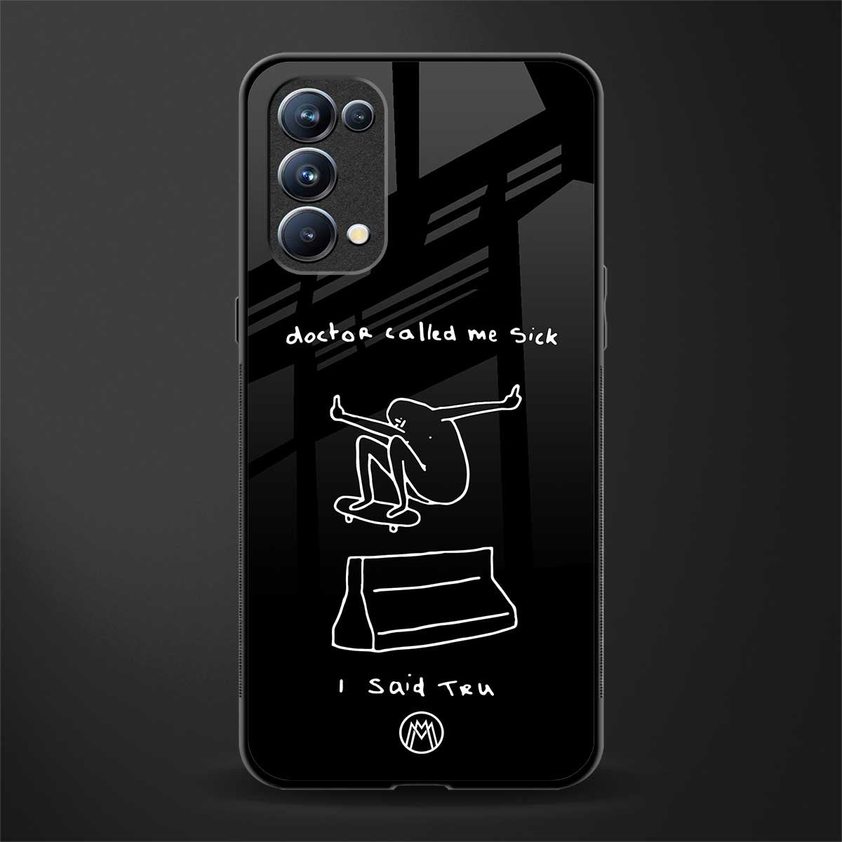 sick skateboarder black doodle back phone cover | glass case for oppo reno 5