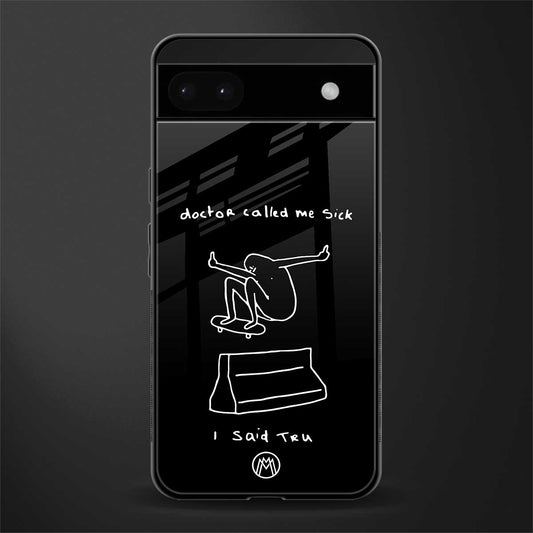 sick skateboarder black doodle back phone cover | glass case for google pixel 6a