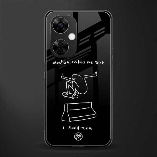 sick skateboarder black doodle back phone cover | glass case for oneplus nord ce 3 lite