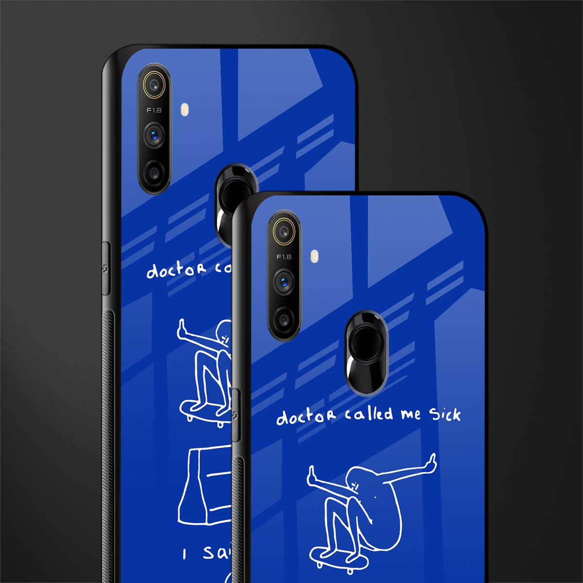 sick skateboarder blue doodle glass case for realme narzo 20a image-2