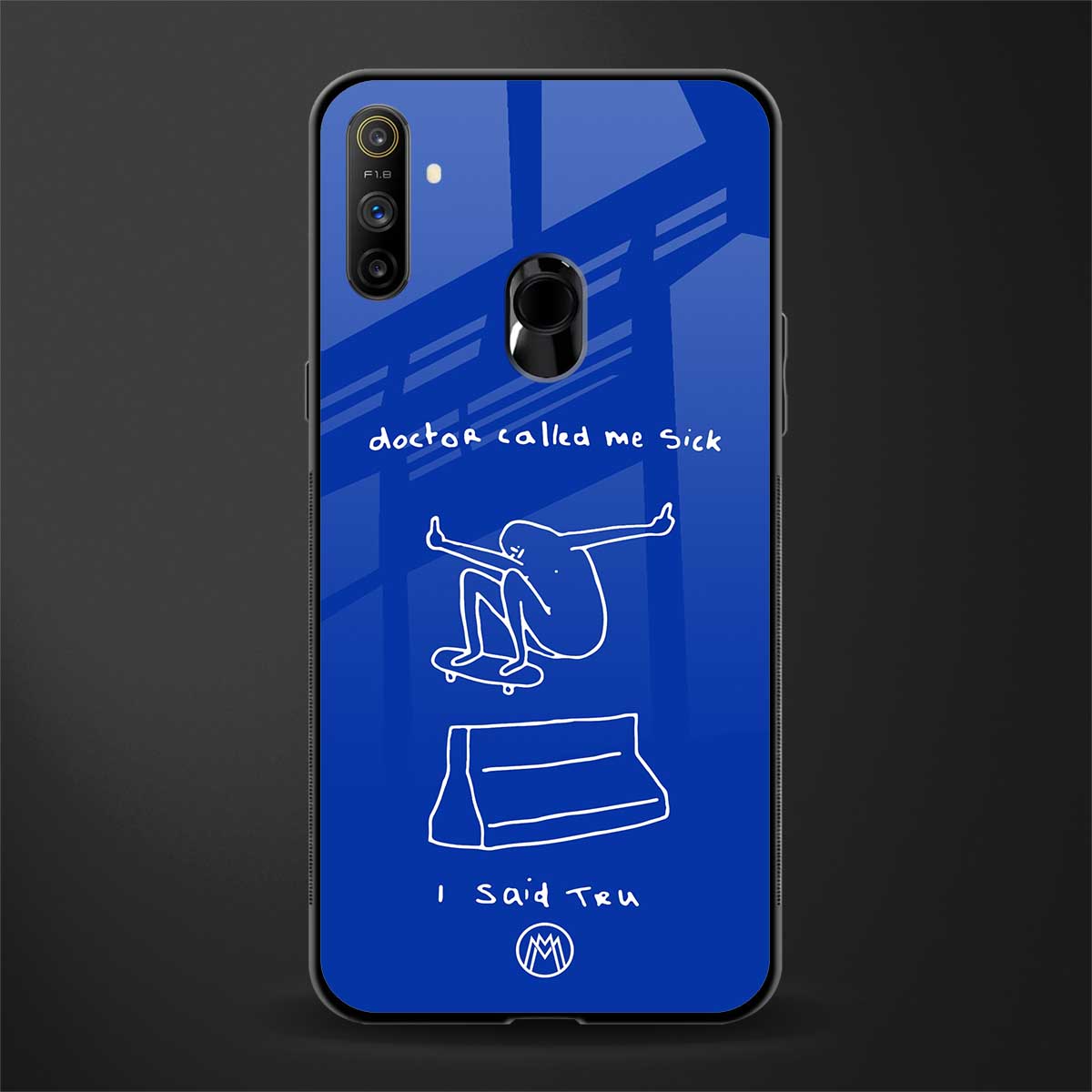 sick skateboarder blue doodle glass case for realme narzo 20a image