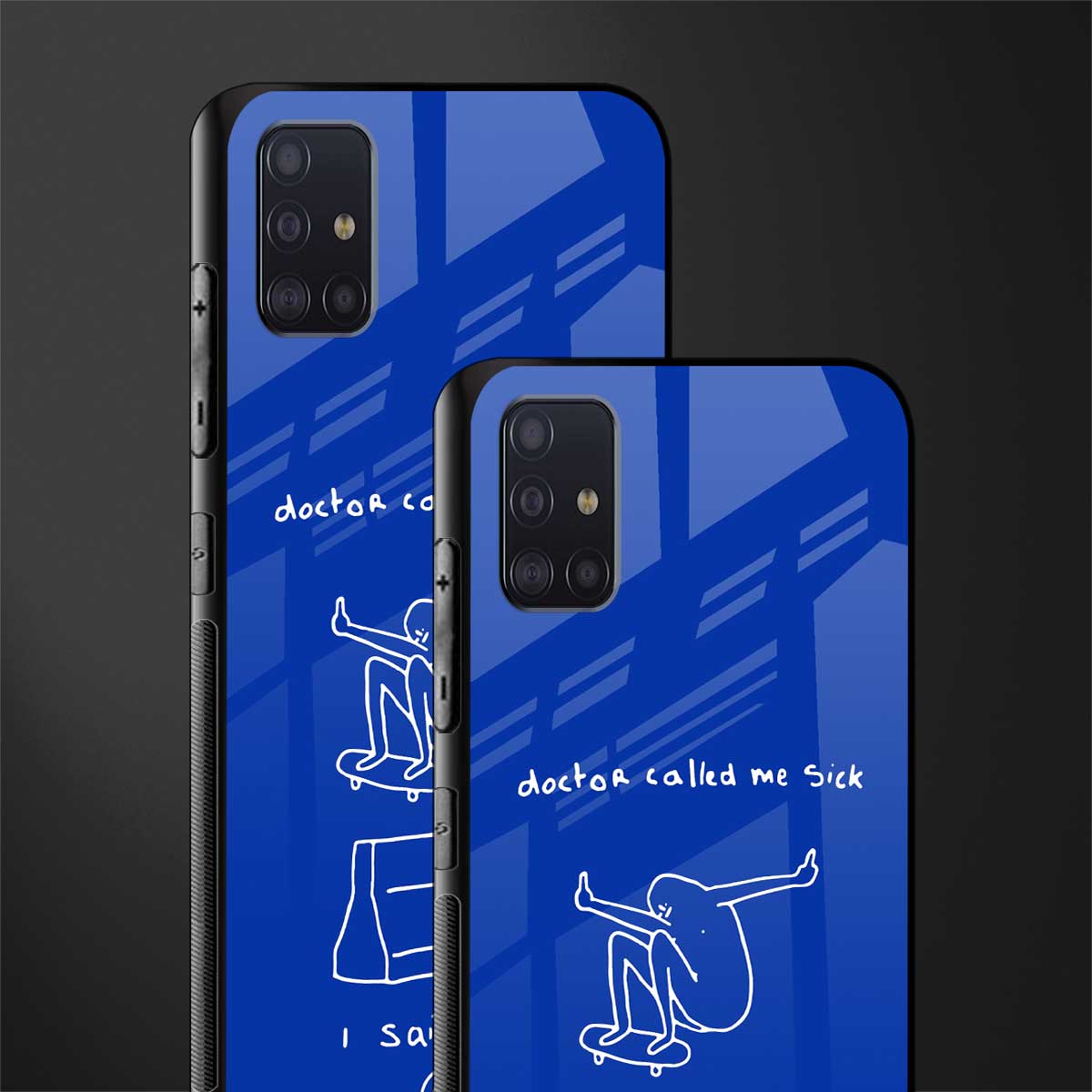 sick skateboarder blue doodle glass case for samsung galaxy a71 image-2