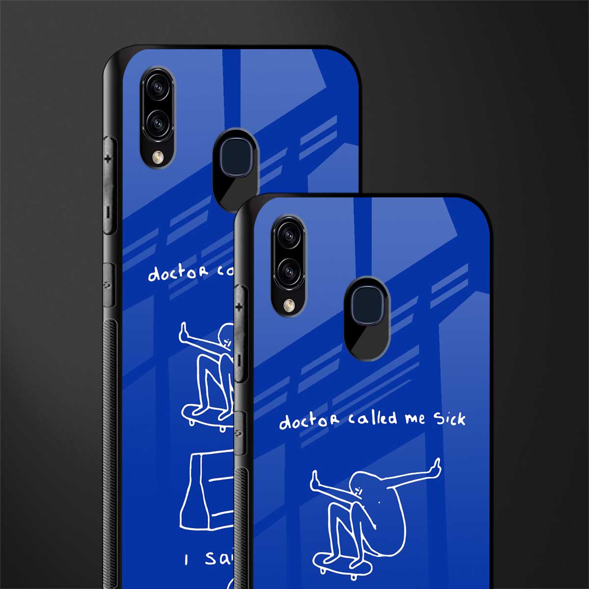 sick skateboarder blue doodle glass case for samsung galaxy a30 image-2