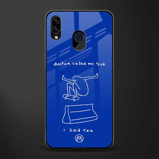 sick skateboarder blue doodle glass case for samsung galaxy a30 image