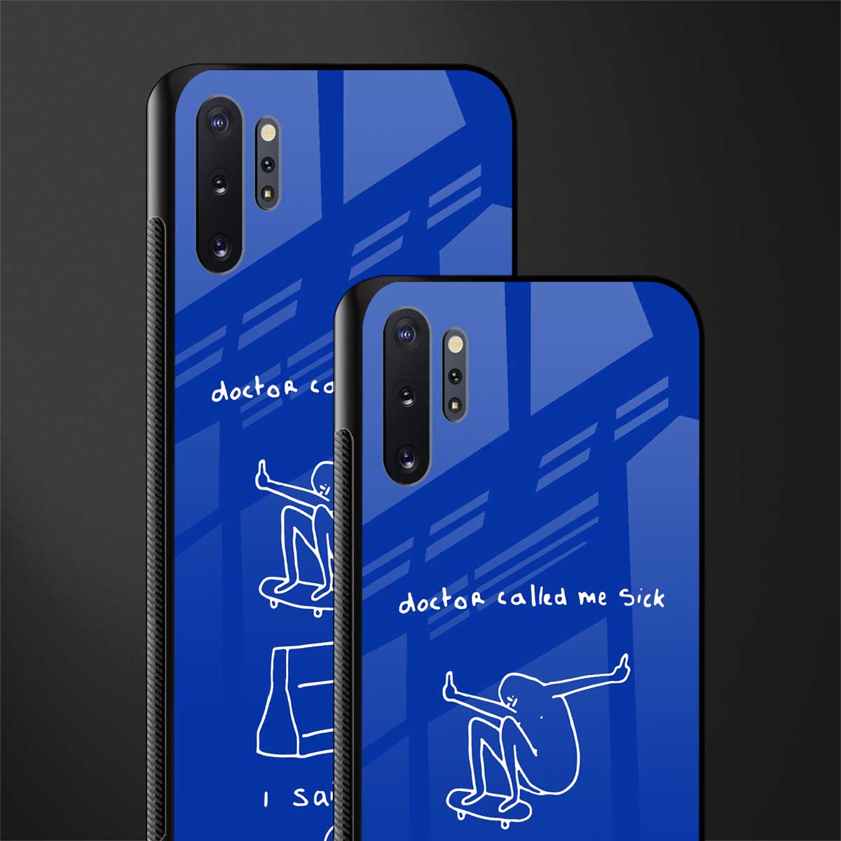 sick skateboarder blue doodle glass case for samsung galaxy note 10 plus image-2