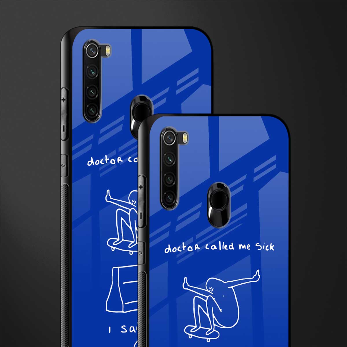 sick skateboarder blue doodle glass case for redmi note 8 image-2